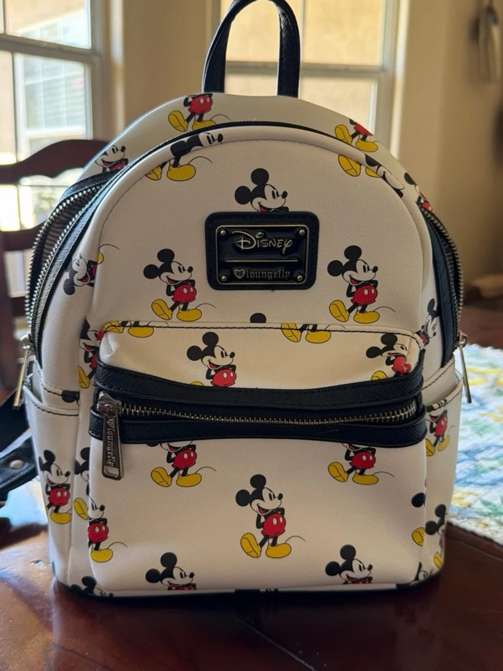 Disney White Mickey Mouse Pattern Mini Backpack and matching wallet